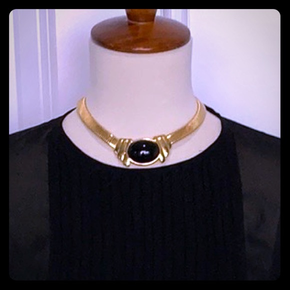 Jewelry - Black Stone Statement Vintage Art Deco Necklace